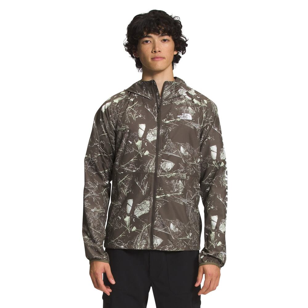 NWT THE NORTH FACE Men’s Flyweight Hoodie 2.0 Taupe Green Print L